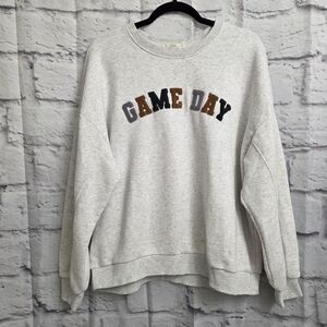 Z Supply Oversized Light Gray Heathered 'Game Day' Sweater Size Medium